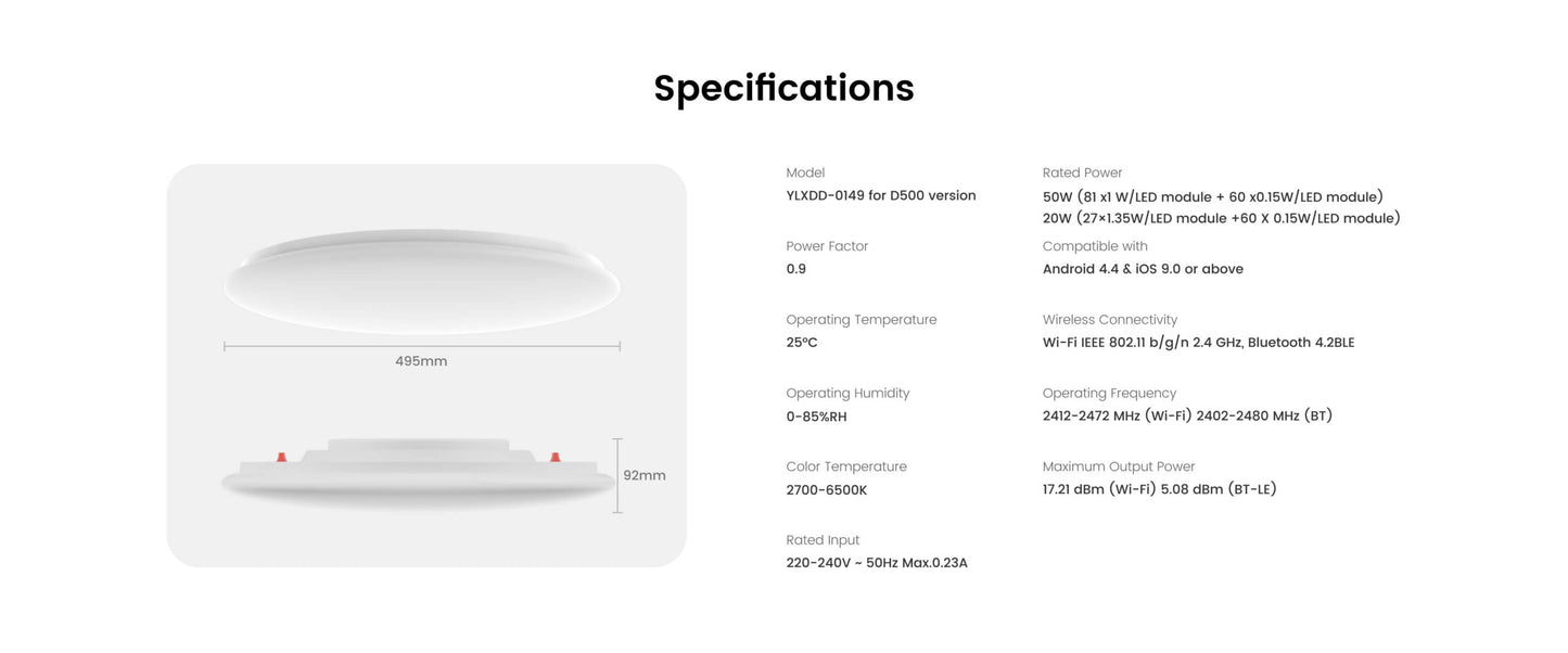 Yeelight Arwen Ceiling Light D Series (RGBIC, Quick Change, Backlight)