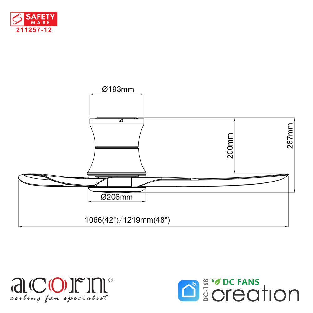 Acorn - Creation Smart Ceiling Fan (Dark Wood Hugger)