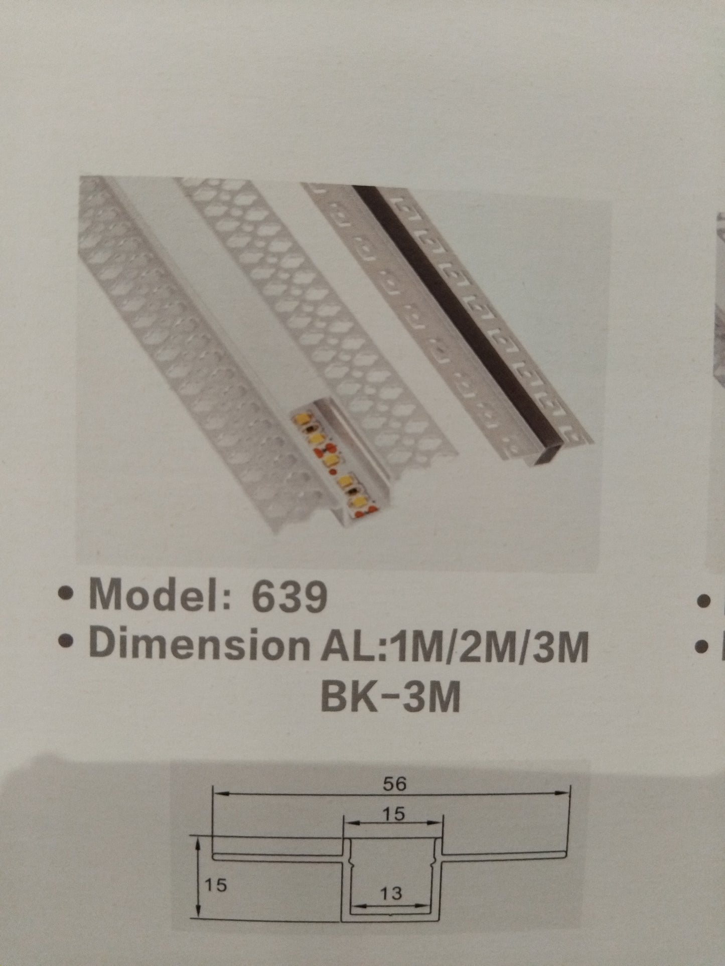 639 Trimless Aluminium Profiles 12mm LED strips (recessed)