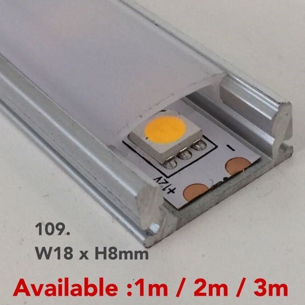 109 Extruded Aluminium Liner for LED strips (Surface Mounted) - Three Cubes Lightings (Singapore)
