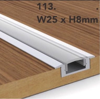 113 Extruded Aluminium Liner for LED strips (Recessed) - Three Cubes Lightings (Singapore)