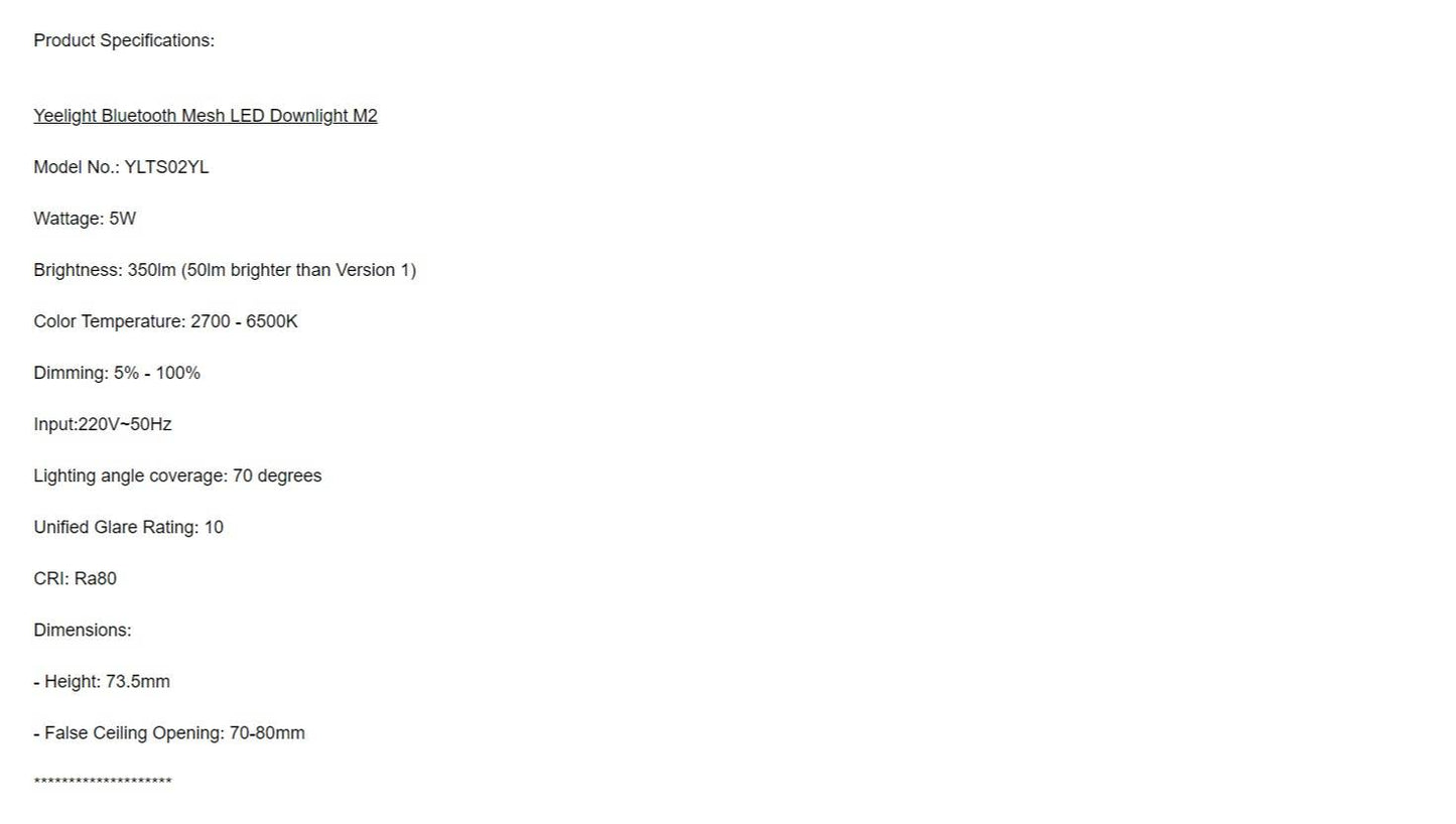 Yeelight LED Smart M2 series (Bluetooth MESH)