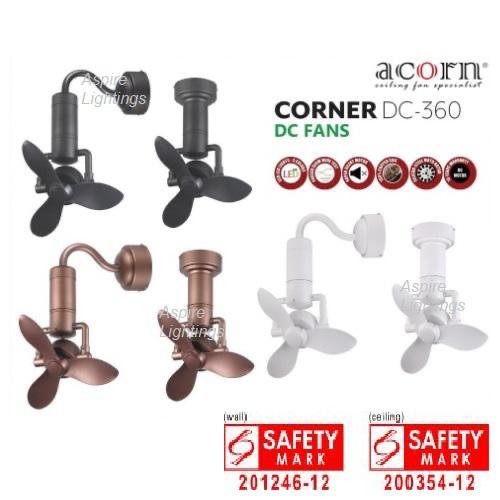 Acorn DC-360 – WH (16″)Corner Ceiling Fan (WIFI)