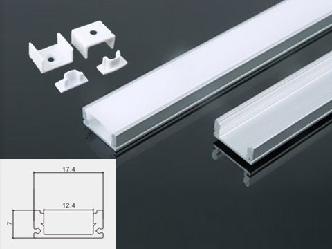 509 Extruded Aluminium Liner for LED strips (Surface Mounted)