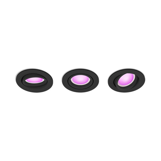 Hue White and Color Ambiance Centura Recessed Spotlight Black 3x4.2W