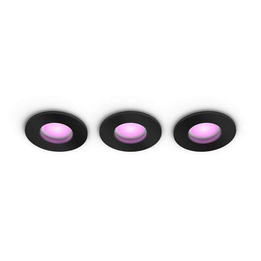 Hue Chrome and Color Ambiance Xamento Recessed Spotlight Black 3x4.2W