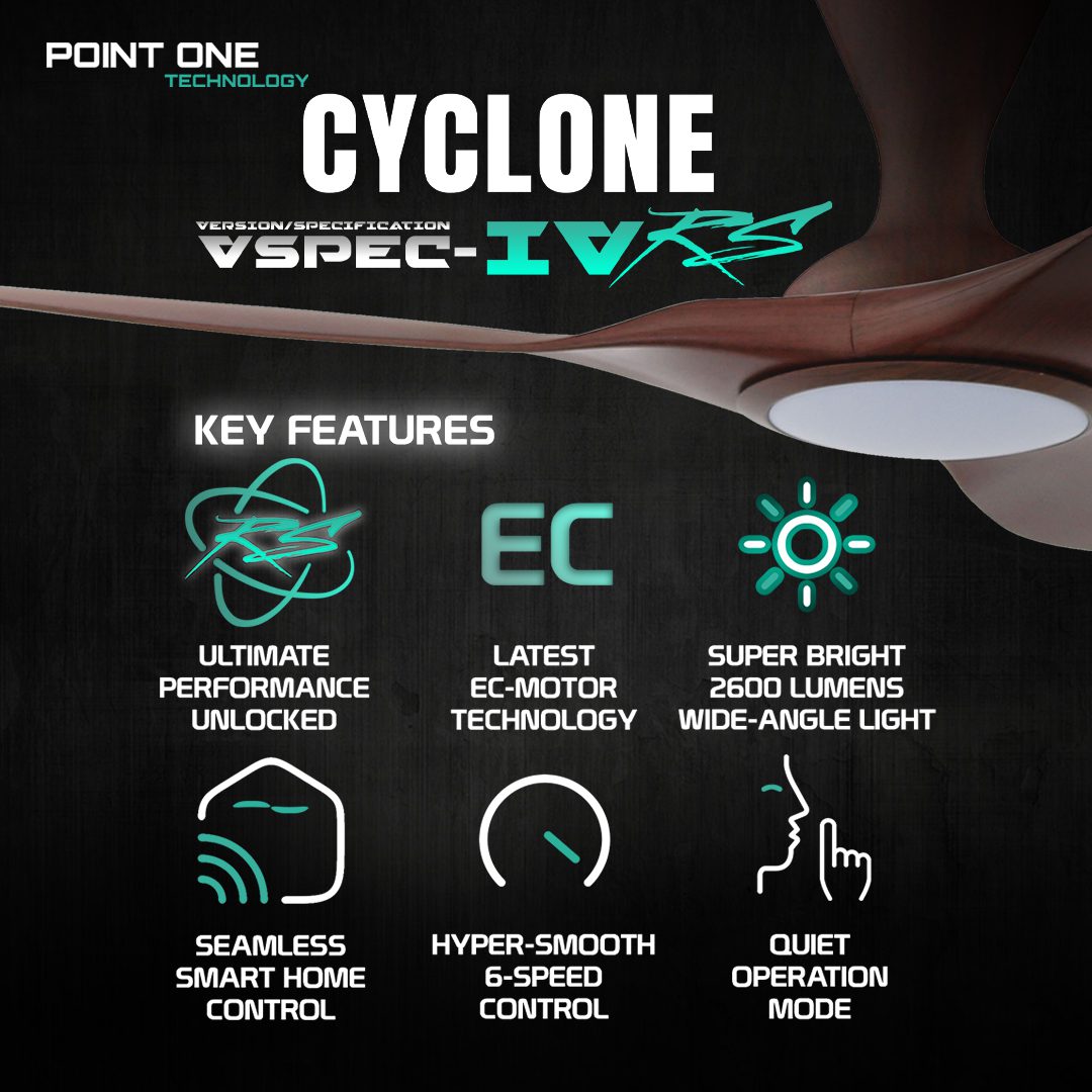 Point One Cyclone VSPEC-IV RS 5-Blade Smart Ceiling Fan