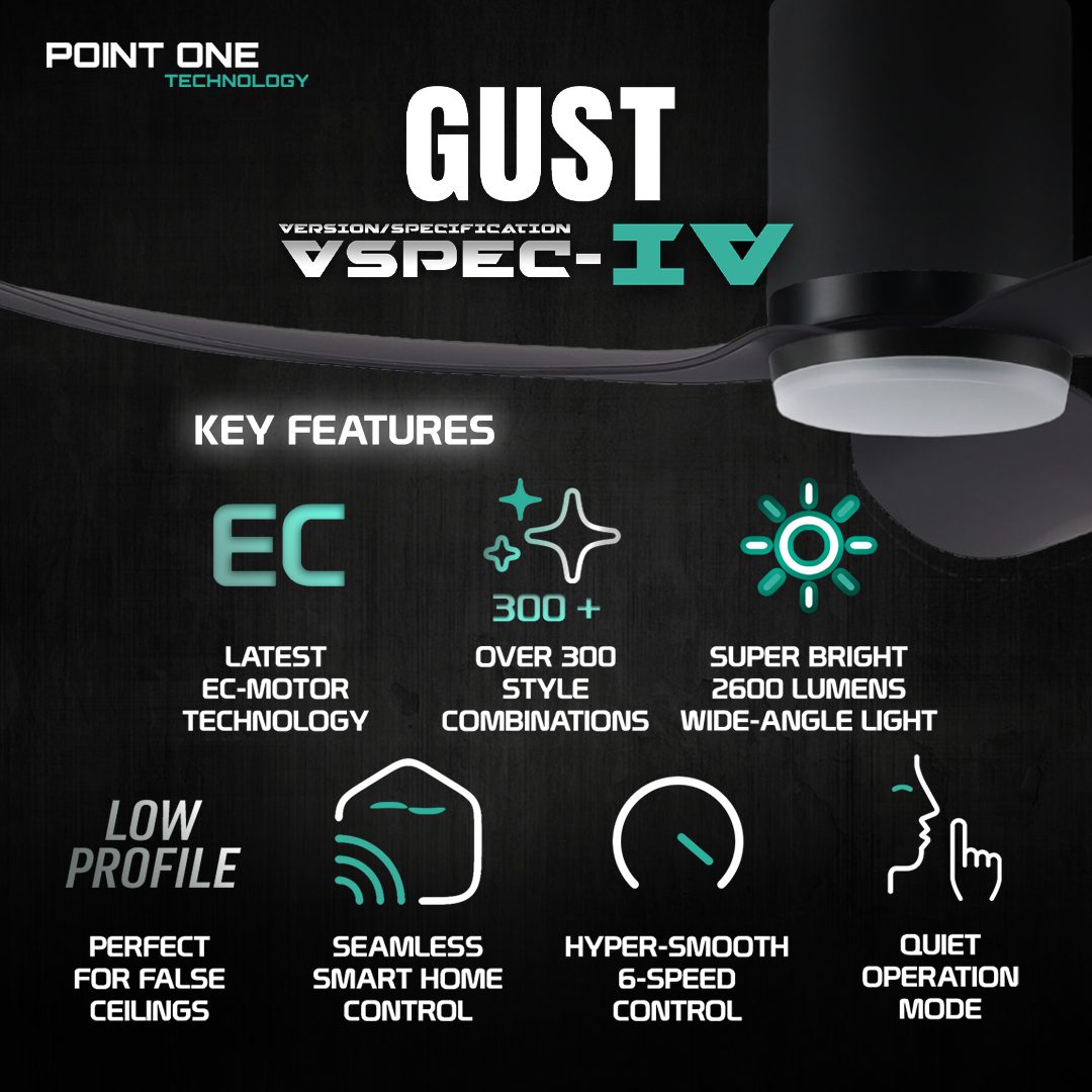 Point One Gust VSPEC-IV Smart Ceiling Fan (Blade 08)