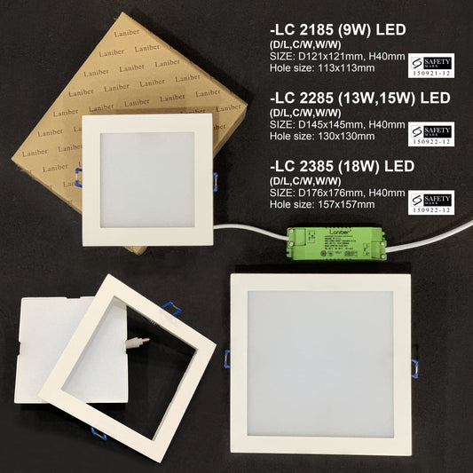 Square LED Downlights (Removable Frame) with Safety Mark Driver