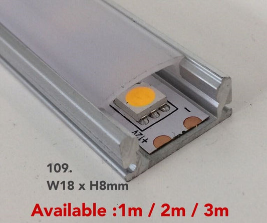 109 Extruded Aluminium Liner for LED strips (Surface Mounted) - Three Cubes Lightings (Singapore)