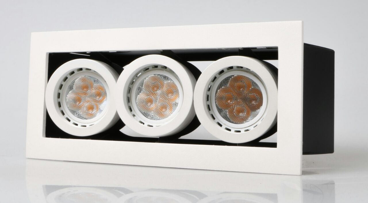 LED recessed Adjustable Spotlight Triple Downlights (GU10/MR16) with spot rims - Three Cubes Lightings (Singapore)