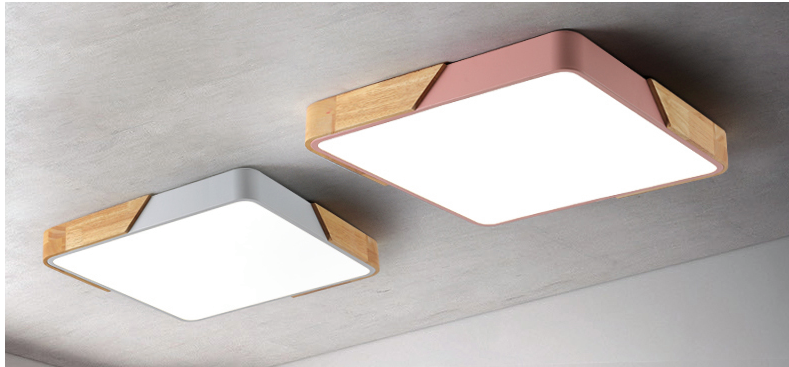 LED Square Ceiling Lamp (Wood & Colour Theme) - Three Cubes Lightings (Singapore)