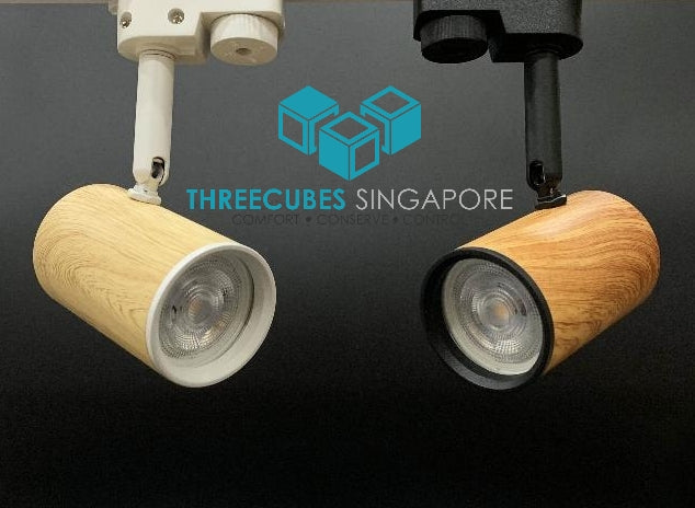 Track Lights GU10 Fitting Wood Theme(LED Bulbs and track sold separately) with PHILIPS LED - Three Cubes Lightings (Singapore)