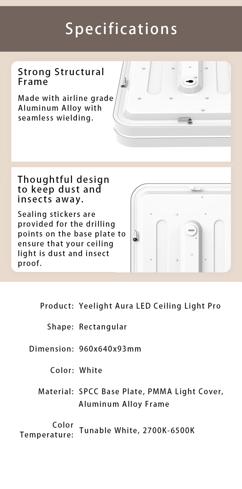 Yeelight AURA LED Ceiling Light PRO (White) - Three Cubes Lightings (Singapore)