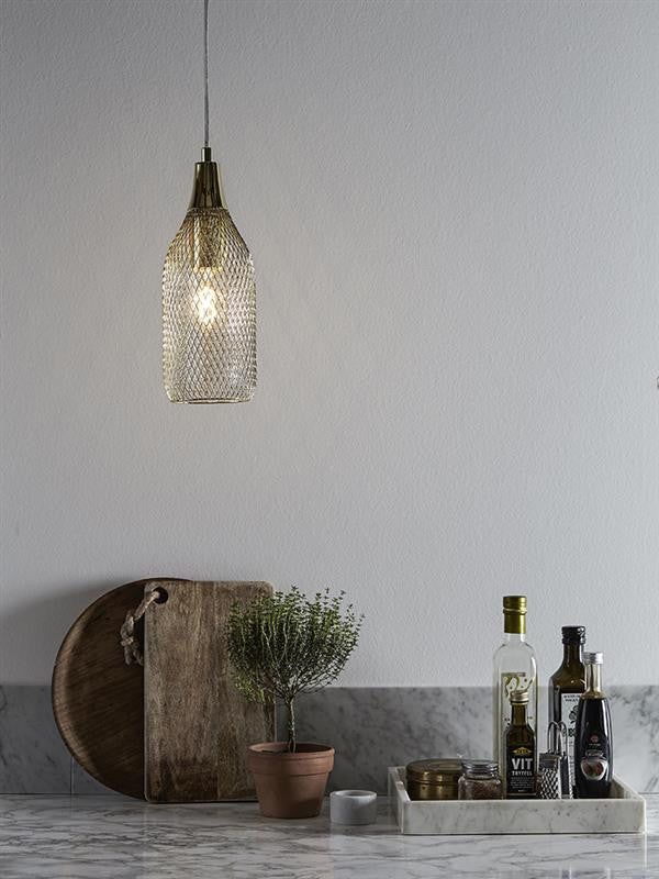 Pendant Lamp (MARKSLÖJD-GRID original) Black/Brass - Three Cubes Lightings (Singapore)