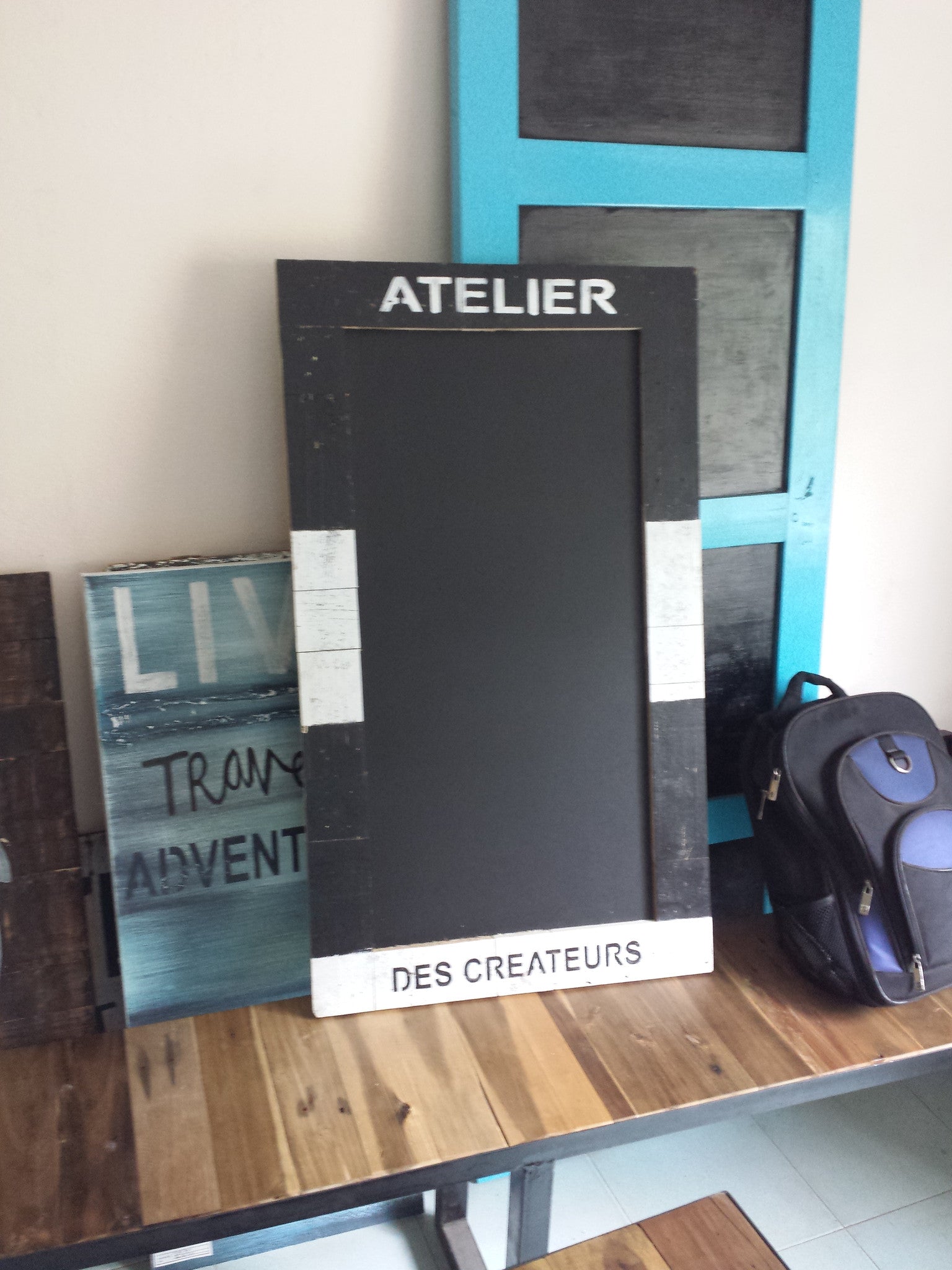 BlackBoard with Wooden Frame - Three Cubes Lightings (Singapore)