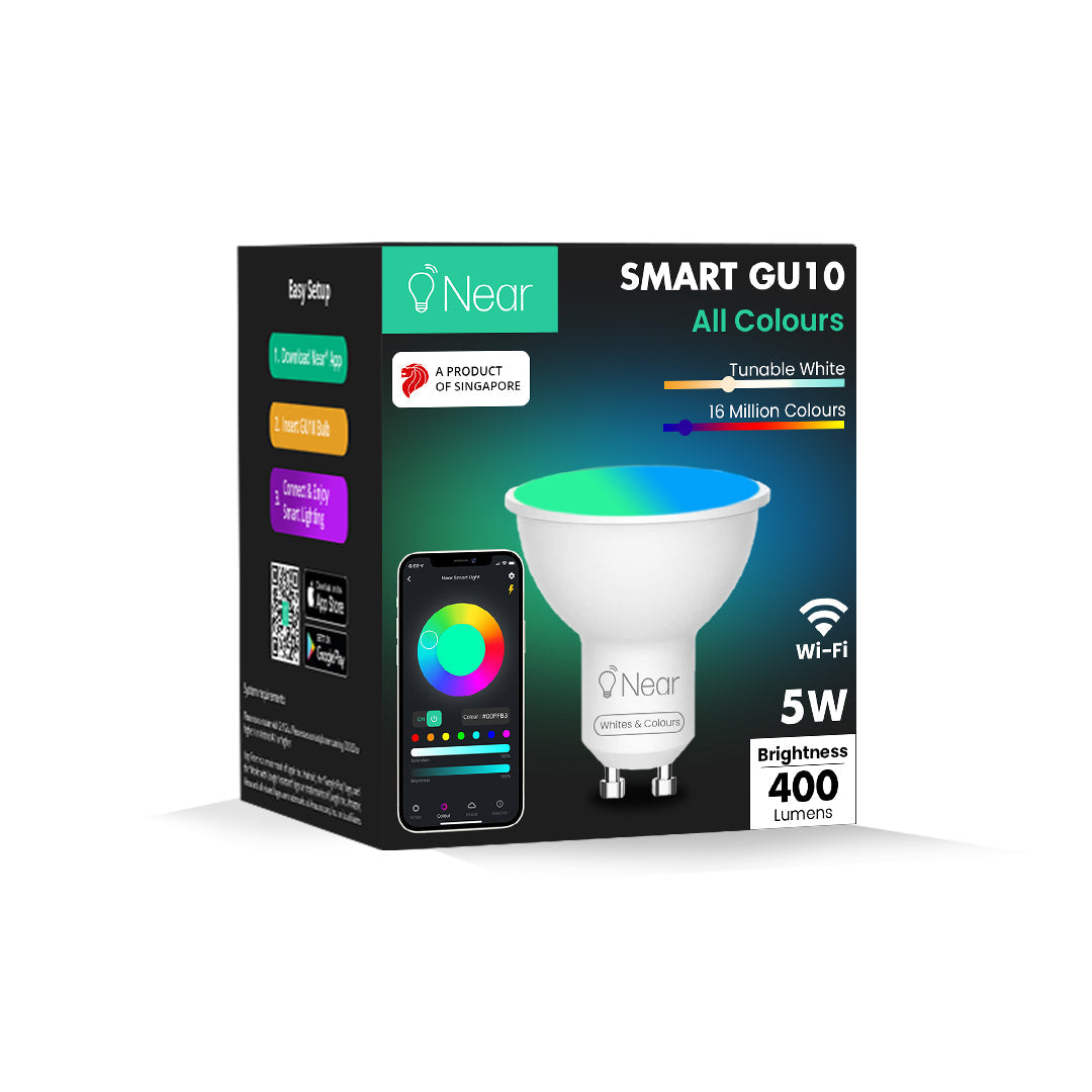 NEAR GU10 LED Smart Bulb Wi-Fi 5W, Wide Beam (All Colours)