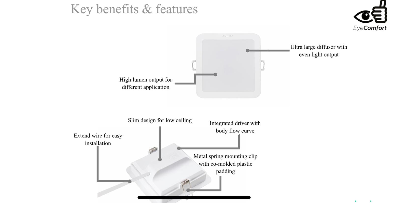 NEW Philips Meson Square Downlights (EyeComfort) - Three Cubes Lightings (Singapore)