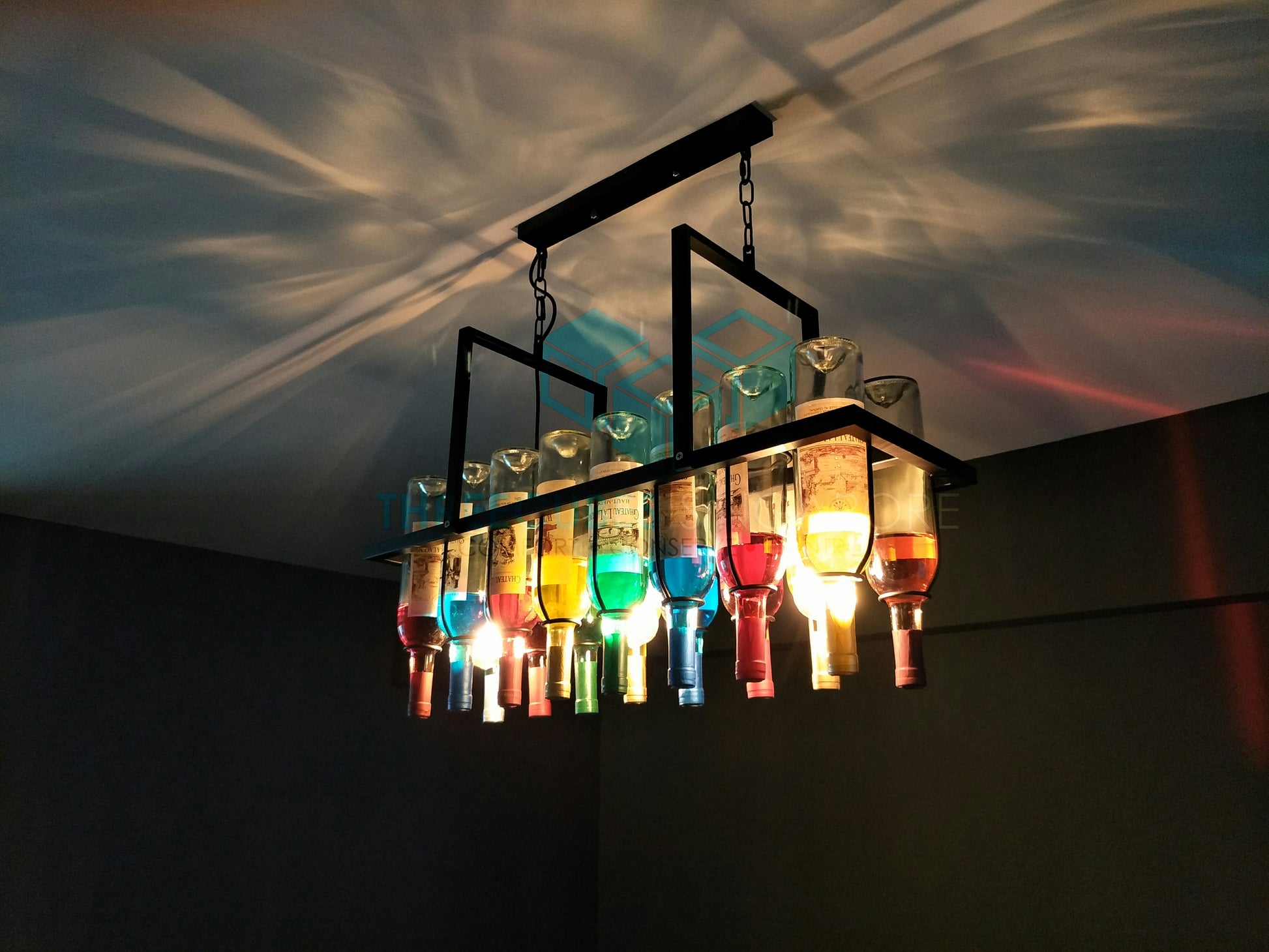 Bottles Series Pendant Lamp - Wine Bottle Frame - Three Cubes Lightings (Singapore)