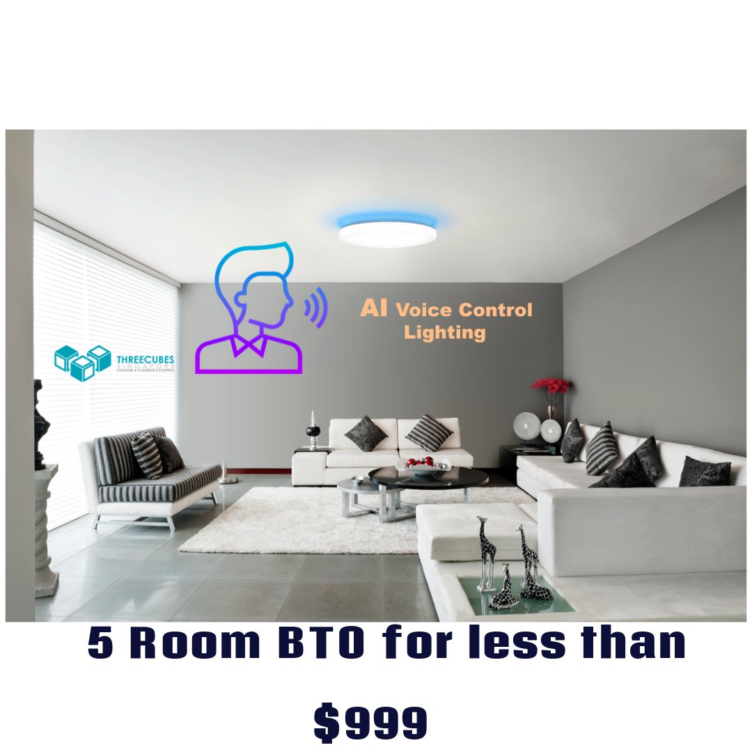 HDB BTO 3 Room SMART-NATION LED Bundle (YEELIGHT) - Three Cubes Lightings (Singapore)