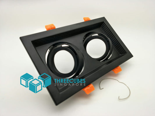 Square/Rectanglar Recessed Adjustable White/Black Downlights (GU10/MR16) - Three Cubes Lightings (Singapore)